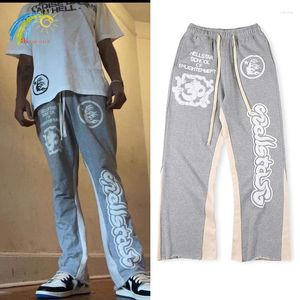 Pantalones para hombres Real Po Streetwear Impresión de espuma suelta Hellstar Sweetpants Hombres Mujeres 1: 1 Calidad Jogger Cordón empalmado