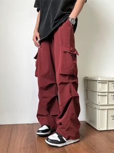 Pantalones para hombres Cargo de estilo de calle Fit Regular con múltiples bolsillos la cintura elástica suelta para la moda del hip hop