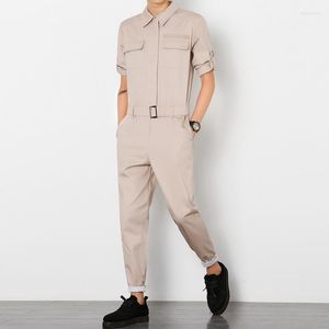 Pantalones para hombres S-6XL !!! Mono de herramientas masculinas Hebilla de moda Conjunto flaco casual Pantalones de traje delgado masculino