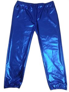 Pantalones para hombres Brillante Metálico Azul Jogger Sweetpants 70s Disco Dance Harem Unisex Nightclub Stage Fiesta Streetwear Pantalones