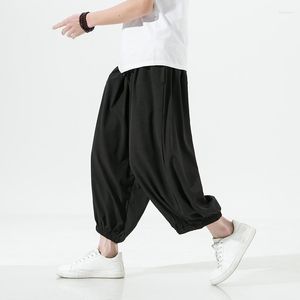 Pantalones de hombre Color sólido hasta el tobillo hombres Casual estilo Harajuku hombre pierna ancha pantalones Vintage hombre talla grande ropa informal suelta