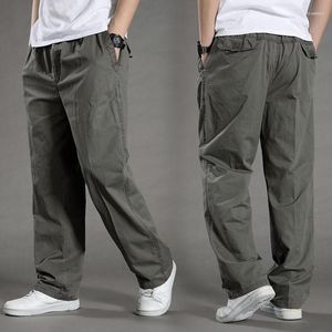 Men's Pants Spring And Autumn Men's Cargo Large Size 5XL 6XL Elastic Waist Straight Tube Casual Summer Thin Jogging
