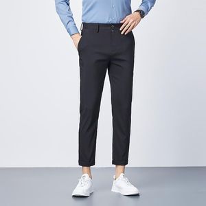 Pantalons pour hommes printemps et été cheville longueur léger luxe décontracté Stretch coupe ajustée pantalon droit glace soie effilée