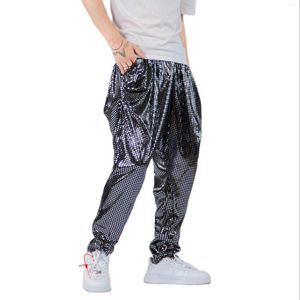 Männer Hosen Stil Nachtclub Metallic Harem Hip Hop Dance Party Hosen Herren Glänzende Leggings