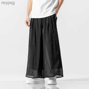 Men's Pants Été hommes et femmes pantalons larges style Harajuku traditionnel Fjpants jambes droites respirant harem noir blanc 3xl YQ240115
