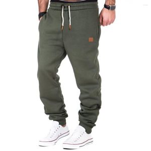 Pantalones de hombre Pantalones térmicos de moda Pantalones de chándal de talla grande para hombre Bolsillos Anticongelante Forro de felpa de invierno Cordón Deporte