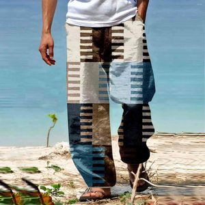 Pantalons pour hommes Pantalons d'été Plage Cordon de serrage Taille élastique Impression 3D Rayure Graphique Petite année 4 1 6 Chaussette en mousse à mémoire de forme Garçon