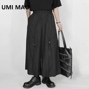 Pantalon masculin umi mao original décontracté d'été décontracté mince yamamoto de style créateur de niche pantalon recadré la jambe large lâche