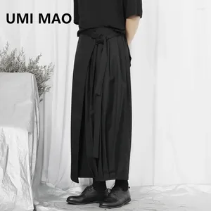 Pantalon masculin umi mao yamamoto jambe large foncée pour le printemps décontracté chevalier original asymétricloose culte neuf pantalon