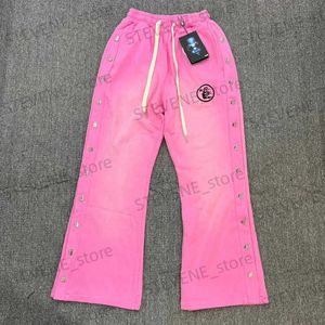 Pantalons pour hommes lavés rose Hellstar Dios pantalons surdimensionnés hommes femmes 1 1 meilleure qualité Joggers pantalons de survêtement ensemble de survêtement T231214