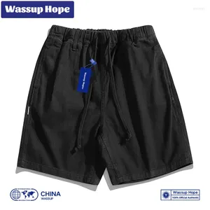 Pantalon pour hommes Wassup Hope Short noir pour l'été coton mince sport lâche mode chinoise