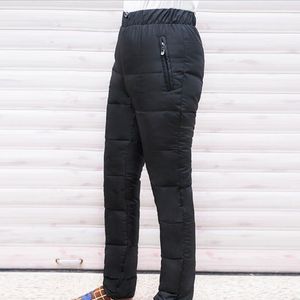 Pantalon pour hommes hiver jeunes hommes vers le bas grand imperméable chaud blanc canard plume pantalon décontracté pleine longueur taille élastique plus taille s-5xl