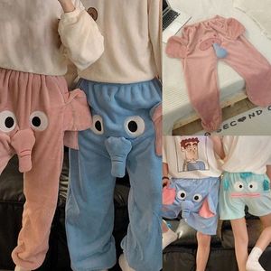 Pantalones para hombres Y2K Hombres La ropa más divertida Otoño Invierno Mujeres Dormir Mullido Cepillado Pareja Pijama Elefante Pijamas Hogar Pantalones para dormir