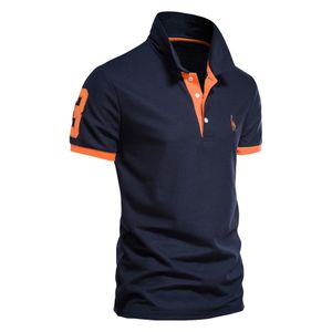 Polo para hombre con bordado de ciervos, camisetas deportivas de golf, cuello de solapa de manga corta, ropa de trabajo juvenil al por mayor