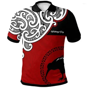 Polos pour hommes 3D Zélande NZ Drapeau Maori Modèles Impression Polo Shirt Waitangi Graphique T pour hommes Mode Vintage Vêtements