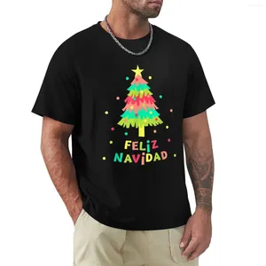 Polos Feliz Navidad Paper Tree Gift Idea Happy Christmas Holid Holid Tops T-shirts à séchage rapide pour hommes Coton