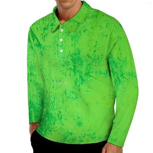 Polos para Hombre Camisas Polo con Estampado De Musgo Verde Otoño Arte Abstracto Camisa Informal Manga Larga Cuello Vuelto Diseño De Estilo Callejero Camisetas De Gran Tamaño
