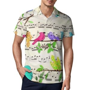 Polos pour hommes Happy Music Chemises décontractées Mignons Oiseaux musicaux colorés T-shirts Chemise à manches courtes Tendance d'été Surdimensionné - ChemisesHommes HommesHommes