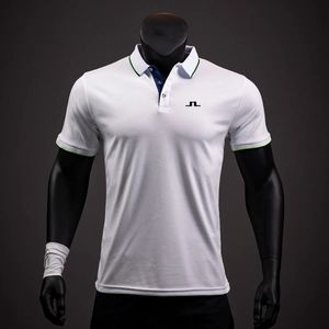 Polos para hombres J Lindeberg Hombres Camiseta Casual Solapa Costura Polo Camisas Hombre de alta calidad de manga corta de verano Jersey Top Slim Fit Golf Wear 231011