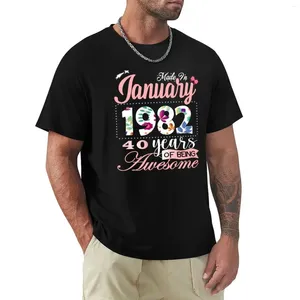 Polos masculins fabriqués en janvier 1982 40 ans de génial depuis Flower Gift 40th B-Day Graphics Plus Taille Tops Cotton