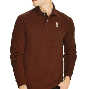 Hommes Polos Hommes 100 Coton Automne À Manches Longues Brodé Deer Polo Shirt Casual Marque Polos Homme Mode Vêtements Tag Top TAILLE 5XL 221006