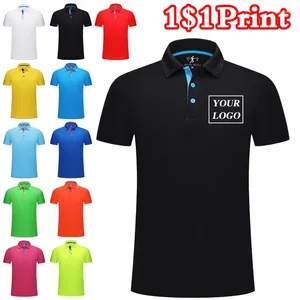 Polos pour hommes Polo de sport à séchage rapide Conception personnalisée Logo de la marque de l'entreprise / Broderie imprimée Revers respirant Hauts à manches courtes