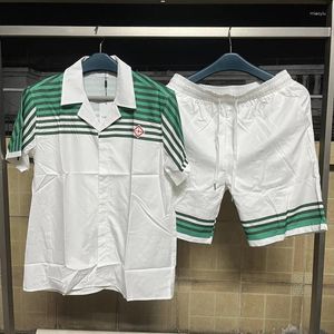 Polos pour hommes Real Po Shirt Classic Stripe Logo Imprimé Tops Shorts Preppy Pantalons de haute qualité Set Hommes Femmes Vêtements Chemises hawaïennes