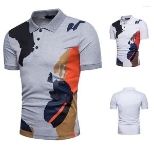 Polos para hombre, camiseta informal de manga corta con estampado de camuflaje de verano, Polo europeo de moda