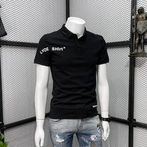 Polos Men's Top Slim Fit Polo T-shirt pour hommes Alphabet Man with Collar Tee-Shirts Black Vêtements Imprime