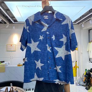 Chemises pour hommes Kapital homme Hirata Hehong style de plage imprimé étoiles hommes et femmes lâche décontracté chemise d'été à manches courtes