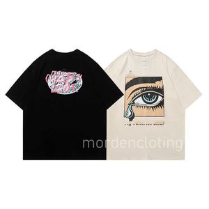 Vêtements pour hommes et femmes à manches courtes pour hommes du même créateur hip hop américain yeux larmes imprimé lettre slogan T-shirt à manches courtes chemise de base pour hommes