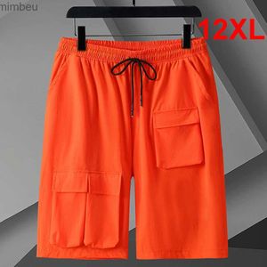 Shorts pour hommes 12XL 11XL Shorts de grande taille hommes été Cargo Shorts mode décontracté Orange pantalon court grande taille 12XL bas couleur unie 240226