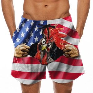 Pantalones cortos para hombre Bandera americana Estampado 3D Fuuny Banana Cock Beach Swim Hombre Trajes de baño deportivos Trunks Sea Short FashionMen's