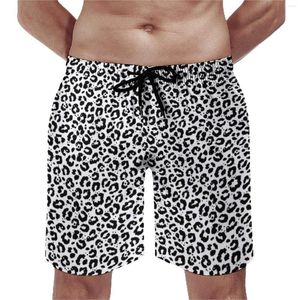 Short pour hommes Animal Board Classic Male Pantalon de plage Noir et blanc Imprimé léopard Loisirs Maillot de bain Grande taille