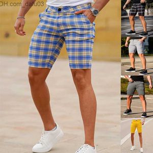 Shorts pour hommes taille asiatique hommes motif uni mode shorts décontractés 2023 été nouveaux hommes ensemble pur bleu gris demi short S-3XL Z230717