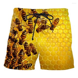 Pantalones cortos para hombres Abeja Miel 3D Totalmente impreso Hombres Unisex Ropa de calle Verano Playa Poliéster Natación casual