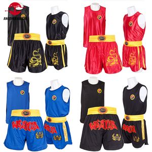 Pantalones cortos para hombres Pantalones cortos de boxeo y conjunto de camiseta Hombres Mujeres Niños Muay Thai Pantalones cortos MMA Camiseta Chaleco Sanda BJJ Artes marciales Lucha Kickboxing Uniforme 230726