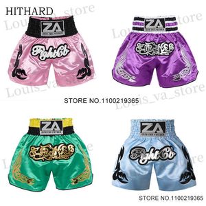 Shorts pour hommes shorts de boxe pour femmes et hommes enfants satin thai boxing short violet grn taekwondo cage de combat cage pantalon gym à mode combat de groupe de gymnase t240419