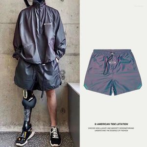 Shorts pour hommes Marque de mode européenne et américaine Laser réfléchissant Coloré Été Hommes Femmes Pantalons décontractés assortis