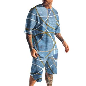 Shorts pour hommes mode hommes ensembles été chemise à manches courtes impression 3D costume t-shirt à col rond et ensemble de deux pièces tenue