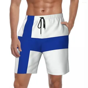 Shorts para hombres Finlandia Gym Gym Summer Impresión Cool Fitness Board de acondicionamiento Fitness Men Secado rápido Y2K Retro Plus Size Beach Trunks