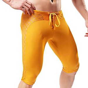 Short masculin Fitness Long Boxer Mesh Mesh Breathable Pantal Pantal