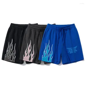 Short pour hommes Flame brodé Patch lâche raide noir bleu gris gris Terry DrawString Shortpant pour les hommes et les femmes