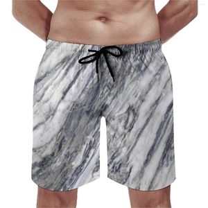 Pantalones cortos para hombres Plaón de mármol de mármol blanco Mármol natural Moda de cascada Moda de pantalones cortos Sports Swin de natación seca rápida