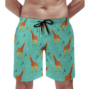Short de bain pour hommes, imprimé girafe mignon, décontracté, imprimé Animal africain, confortable, sport, surdimensionné, pantalon court de plage