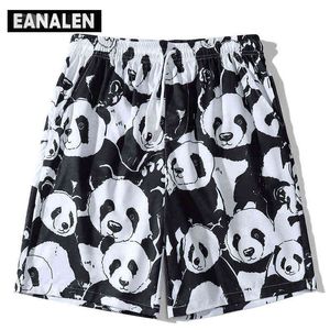 Cortos de hombres Harajuku Retro Animal Panda Graphic Hawaiian Beach Swimming Baloncesto deportivo de gran tamaño T220825