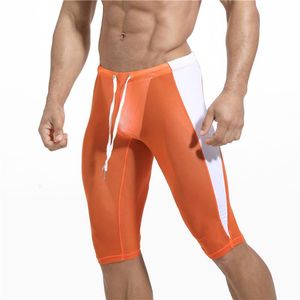 Los hombres de pantalones cortos para hombres se ven a través de la malla Middle Middle Pant transparente Legging Long Boxer Sleep Bottoms Pajama Pantsmen's