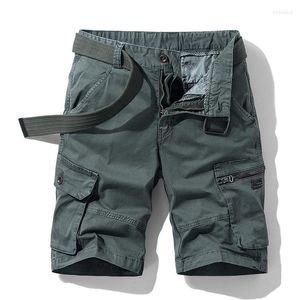 Pantalones cortos para hombres Vestido para hombres en verano Moda Tendencia Algodón Multibolsillos Rectos Pantalones casuales sueltos Cinco minutos