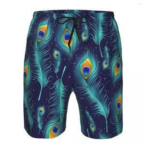 Shorts pour hommes Maillots de bain pour hommes Short de bain Short de bain Plume de paon Planche de plage Natation Surf