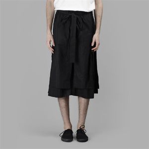 Shorts pour hommes multi-couches Streamer conception de niche irrégulière jupe ourlet dentelle japonaise cravate à sept points pantalon à jambes larges